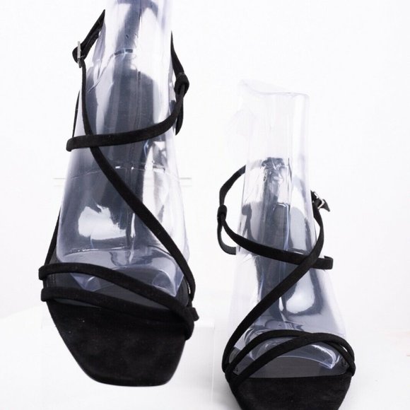 Massimo Dutti Womens Black Suede High Heel Sandals - Picture 3 of 8